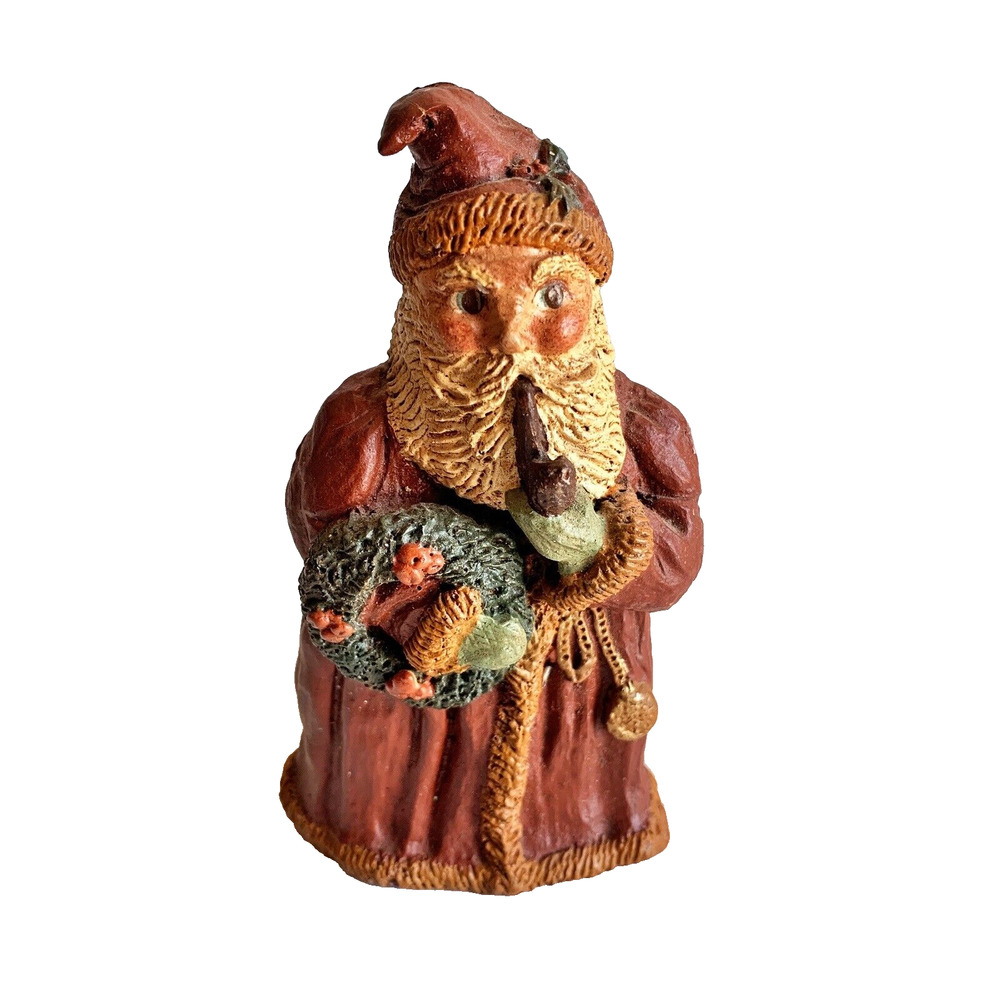 Vintage Santa Ornament Roberta Reed Folk Art 4.5 inch Santa Smoking Pipe 1986